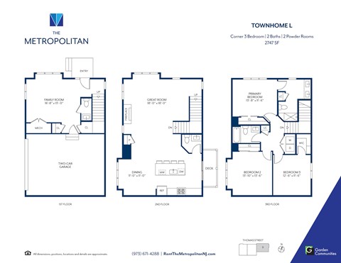 Floor plan for 3 beds, 4 baths, 2747 sqft